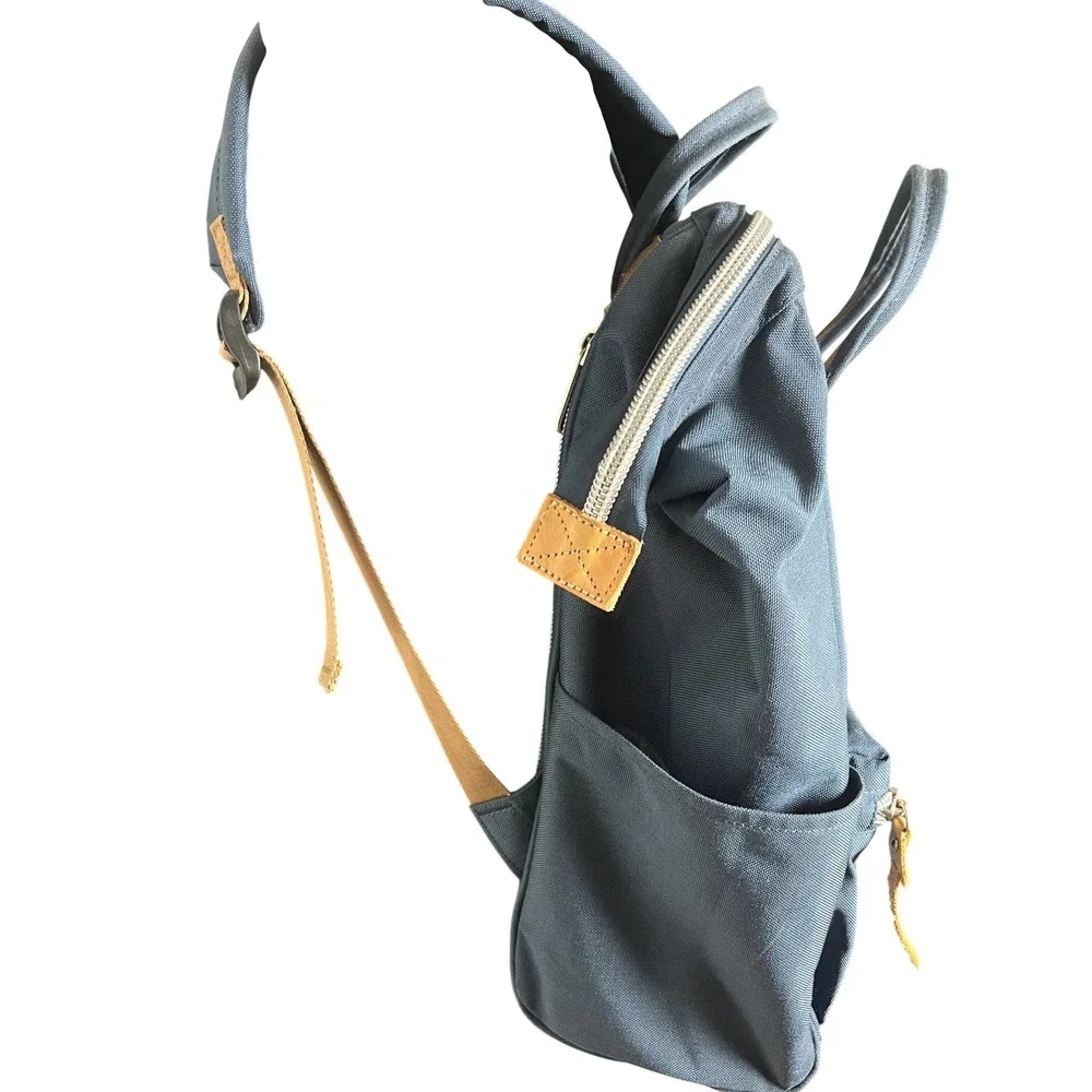 Himawari Contrast Waterproof Canvas & Leather Backpack Bag Laptop Travel Unisex